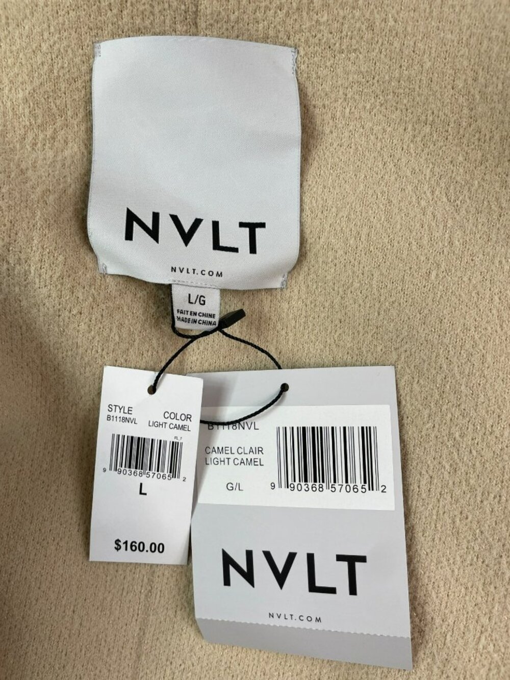 NVLT Camel Clair Light Camel Fringe Belted Coatigan Women's L/G $160 NWT - Picture 6 of 8